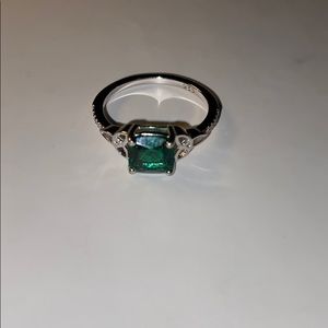 Sterling silver square emerald Celtic ring